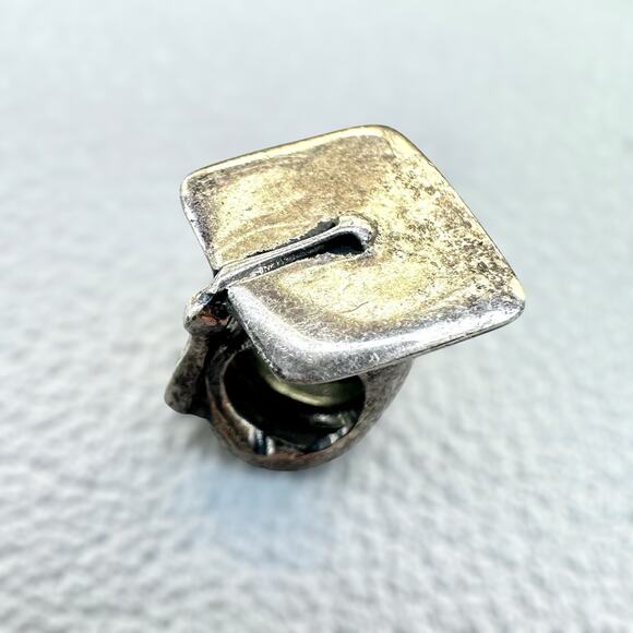Sterling Silver Graduation Cap Slider Slide Charm Grad Prom Bead Bracelet 925 - Picture 1 of 4
